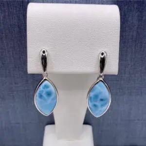 Marquise Larimar Drop Earrings in Silver