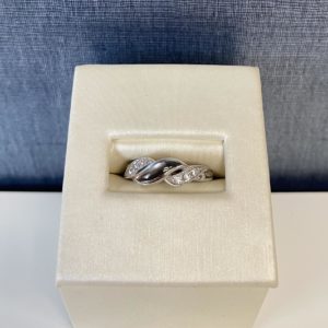 Black Mother of Pearl and Diamond Ring in 14k White Gold