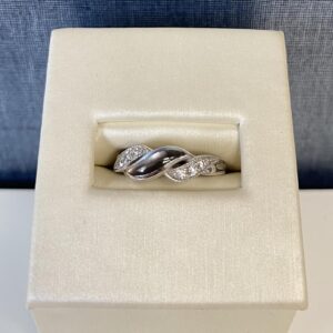 Black Mother of Pearl and Diamond Ring in 14k White Gold