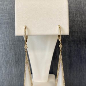 Mother of Pearl and Diamond Geometric Dangles