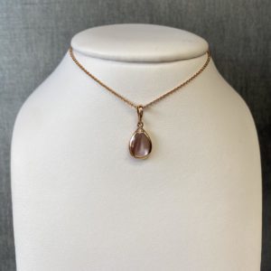 Mother of Pearl and Diamond Pendant in 14k Rose Gold