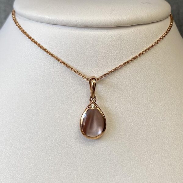 Mother of Pearl and Diamond Pendant in 14k Rose Gold