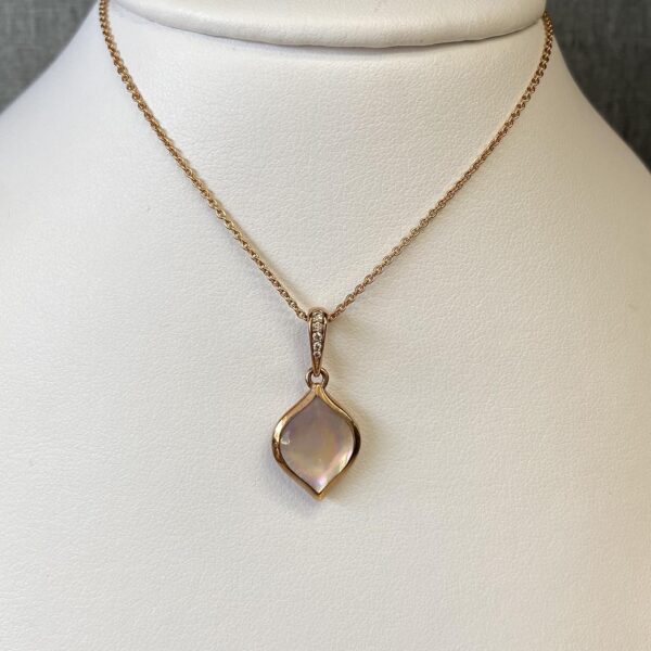 Mother of Pearl and Diamond Pendant in 14k Rose Gold