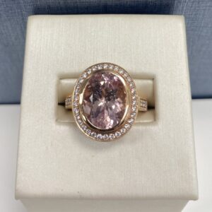 14kr, Morganite and Dia Ring
