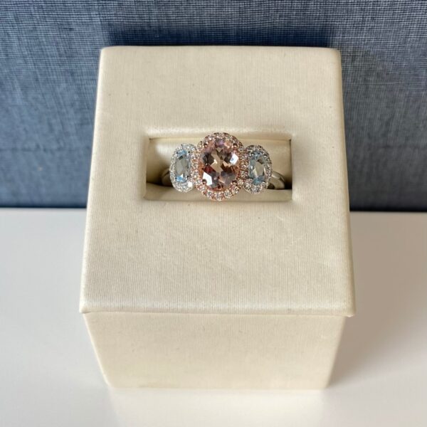 Morg-D03594 Multi Gemstone Ring in White and Rose Gold