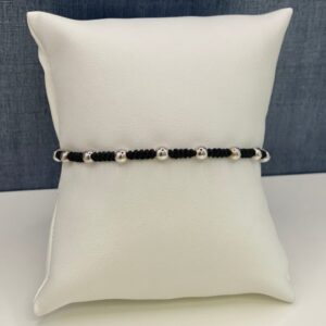Nylon and White Gold Adjustable Bracelet