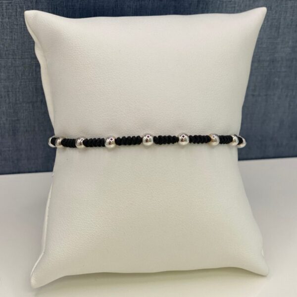 Nylon and White Gold Adjustable Bracelet