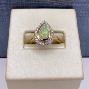 Opal and Diamond Statement Ring
