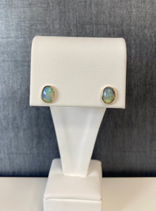 Opal Studs in 14k Yellow Gold