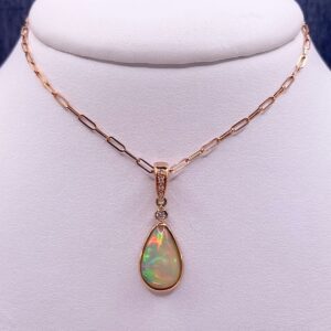 Opal and Diamond Pendant in Rose Gold