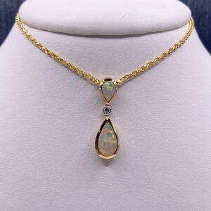 Opal and Diamond Fashion Necklace