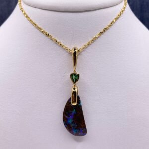 Koroit Opal and Tsavorite Necklace