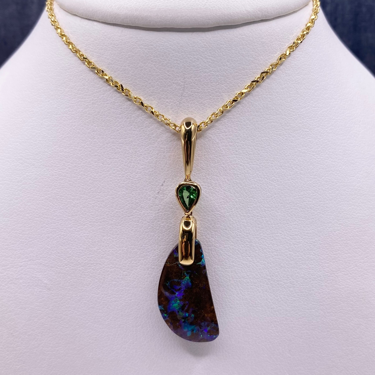 Koroit Opal and Tsavorite Necklace