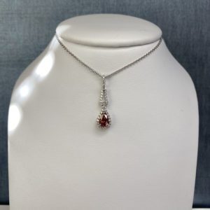 Pink and White Diamond Pendant in 18k White Gold