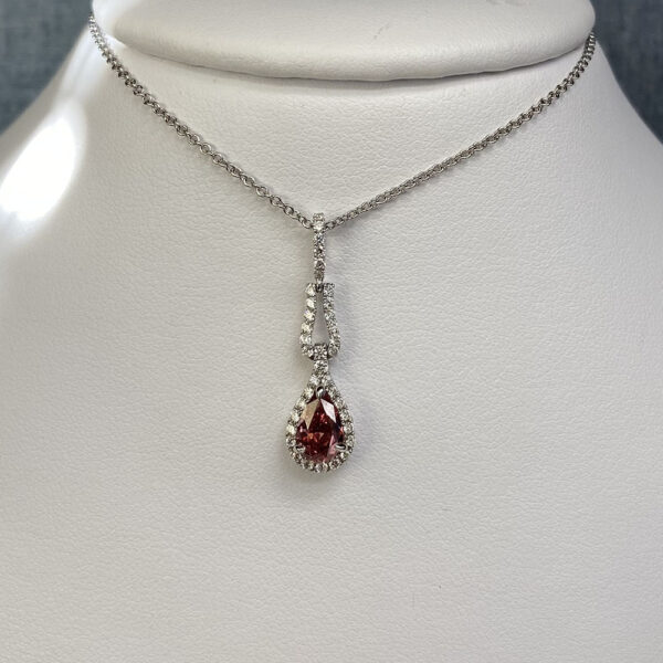 Pink and White Diamond Pendant in 18k White Gold