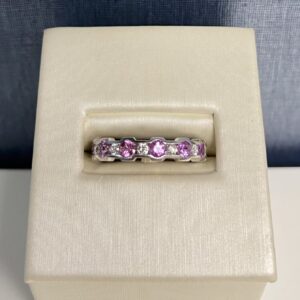 Channel Set Pink Sapphire White Gold Ring