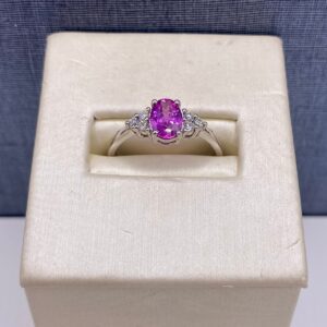 Pink Sapphire and Diamond Ring