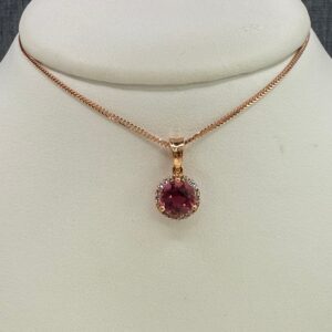 Pink Tourmaline and Diamond Pendant