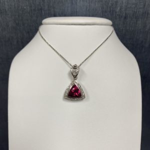 Pink Tourmaline and Diamond White Gold Necklace