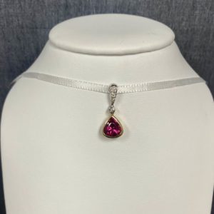 Pink Tourmaline and Diamond White and Yellow Gold Necklace