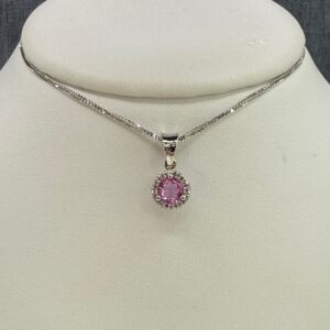 Pink Tourmaline and Diamond Pendant