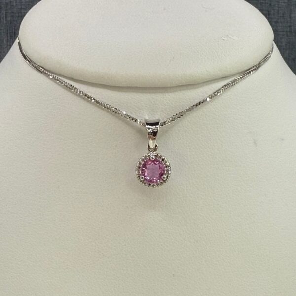 Pink Tourmaline and Diamond Pendant