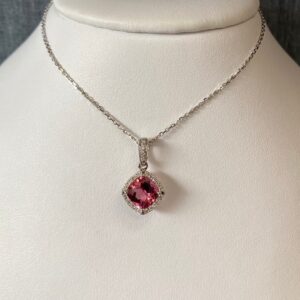 Pink Tourmaline and Diamond Pendant