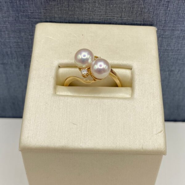Bypass Pearl and Diamond Ring