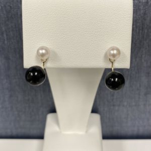 Black and White Pearl Drop Earrings