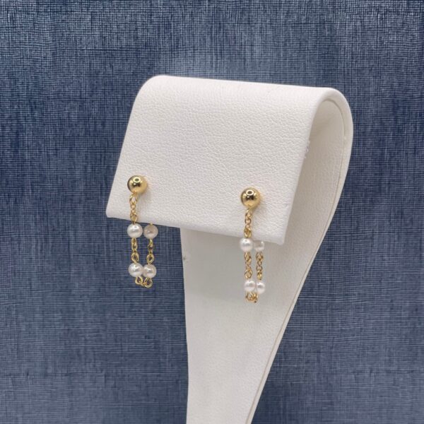 Pearl and Gold Chain Earrings