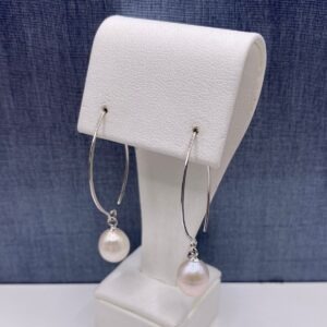 White Pearl Drop Earrings in Sterling
