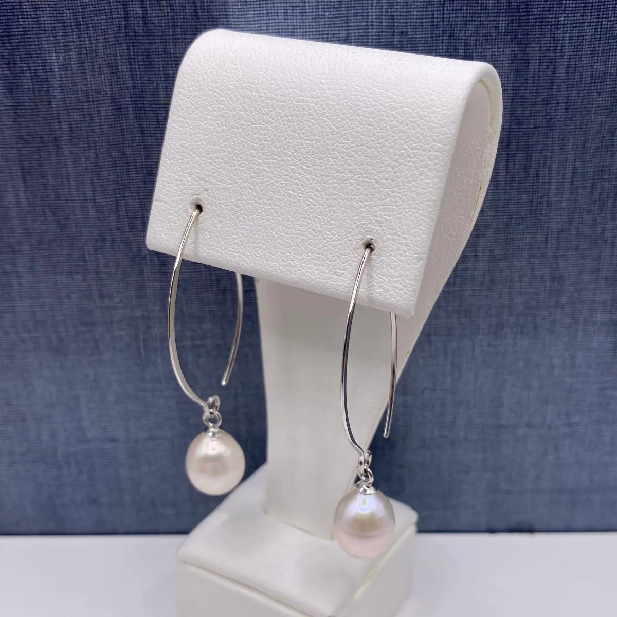 White Pearl Drop Earrings in Sterling