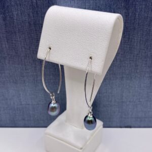 Black Pearl Drop Earrings in Sterling