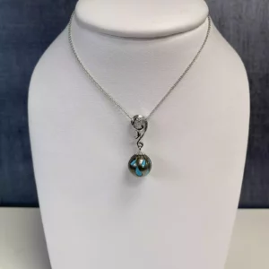 Turquoise, Pearl, and Diamond Necklace in White Gold