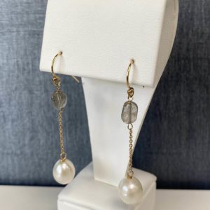 Fresh Water Pearls and Labradorite in 9k Yellow Gold