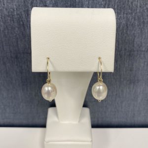 Pearl Wire Drops in 14k Yellow Gold