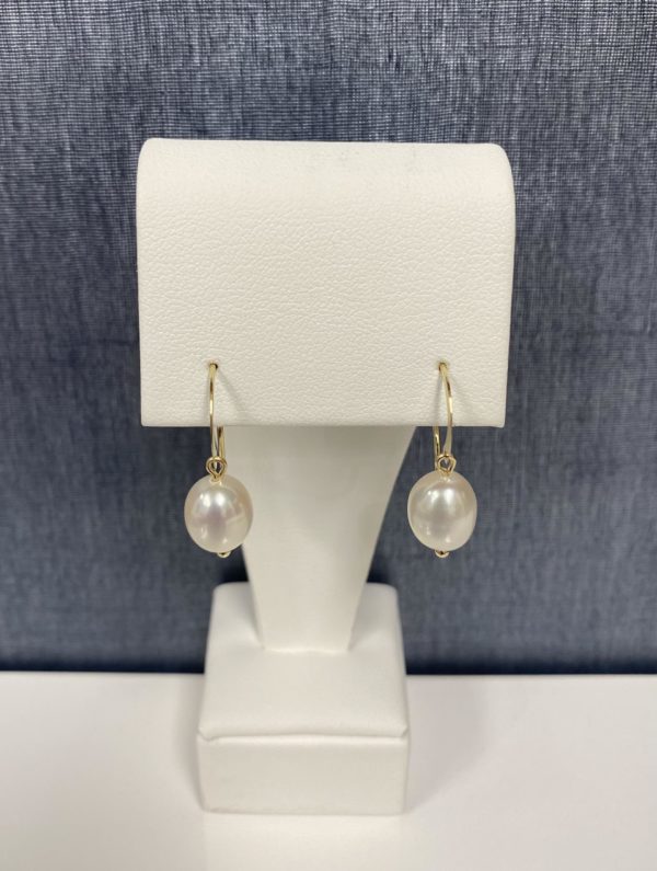 Pearl Wire Drops in 14k Yellow Gold