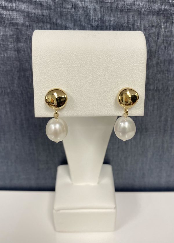 Pearl Drop Earrings in 14k Yellow Gold
