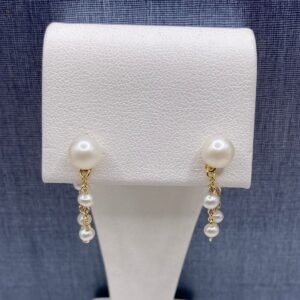 Stationed Pearl Earrings in Yellow Gold