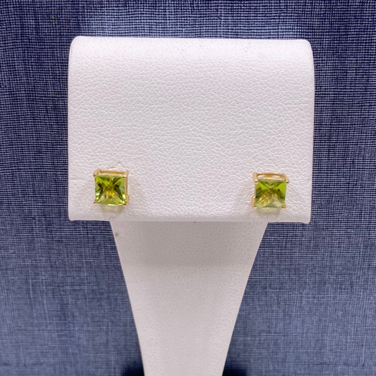 Princess Cut Peridot Studs