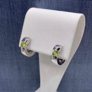 Peridot and Sterling Huggies