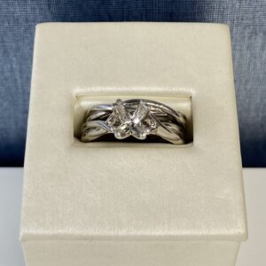 Twisted Platnium Engagement Ring and Wedding Band Set