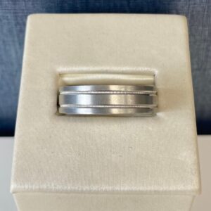 Matte Platinum Gent's Band with Milgrain Detail