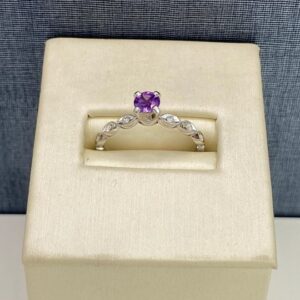 Purple Sapphire and Diamond Ring in White Gold
