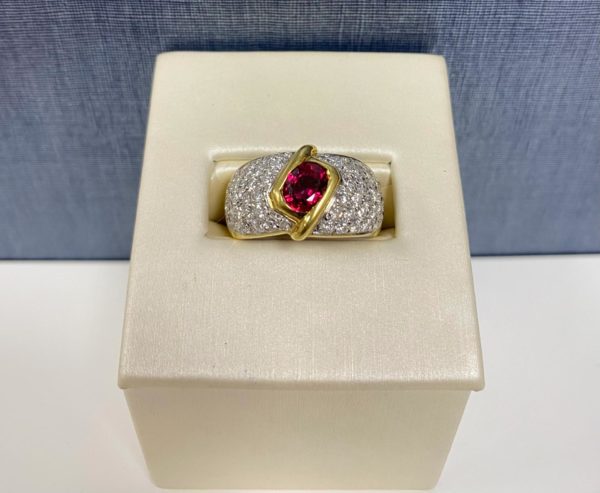 Ruby and Diamond Two Tone Gold Ring