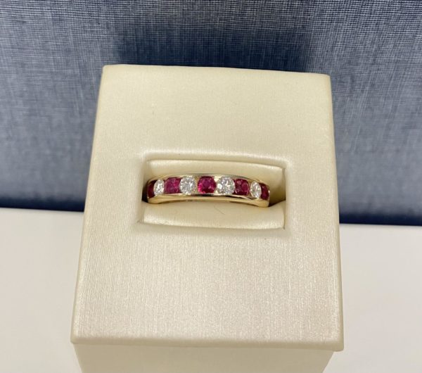 Ruby and Diamond Band in 14k Yellow Gold