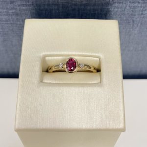 Ruby and Diamond Ring in 14k Yellow Gold