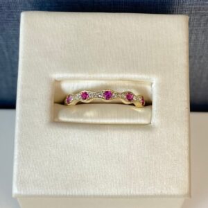 Ruby and Diamond Stackable Yellow Gold Ring