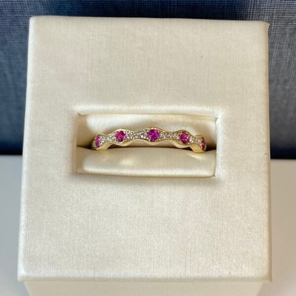 Ruby and Diamond Stackable Yellow Gold Ring