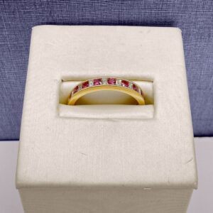 Channel Set Ruby and Diamond Ring